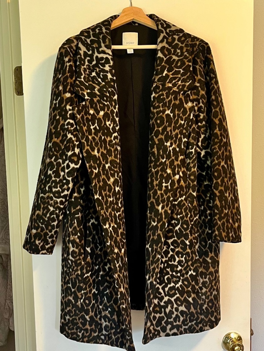 Sejour Leopard Print Coat 16W, Animal Print Lapel Jacket